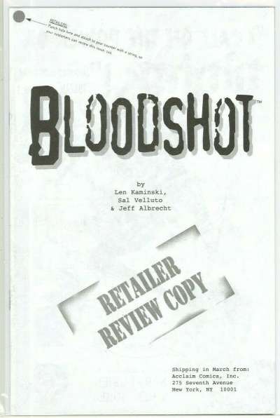 Bloodshot 1997 Series Retailer Review Copy #1