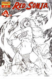 Red Sonja 2005 Series Rubi black and white cover #21